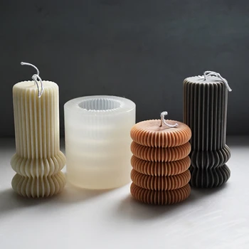 Силиконови форми за свещи в геометрична лента, Цилиндрична Форма за леене на Свещи от смола, Направи си сам-Декорации за Форми за Свещи за ароматерапия