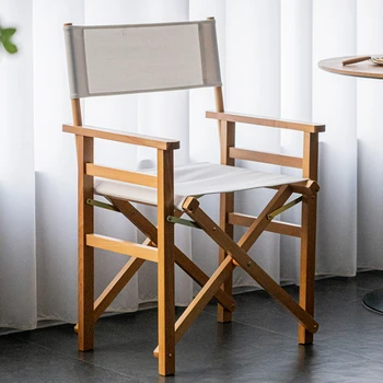 Скандинавски Туристическа Складное стол за съхранение от масивна дървесина с облегалка за директор, домашно холщовое преносимо моющееся стол за почивка