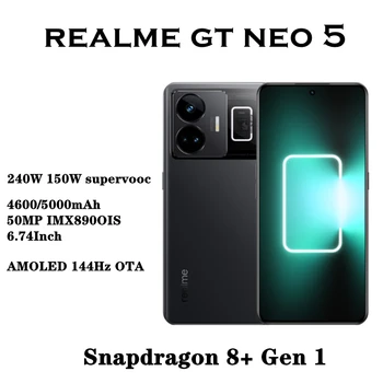 Смартфон Realme GT NEO5 NEO 5 Snapdragon 8 + Gen 1 150/240 W Super Charge 6,74 1,5 K AMOLED 144 Hz 50 Mp IMX890 NFC Мобилен телефон