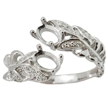 Стил, дизайн Сребърен пръстен Opan с рамки от скъпоценни камъни 4 мм * 6 мм с 18-каратово златно покритие 925 Сребърни бижута направи си САМ Доставчик