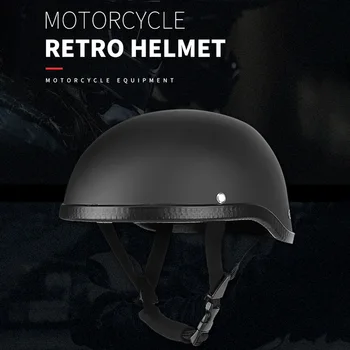 Стилен мотоциклет полушлем в ретро стил, ABS + памучен найлонова шапка за мотоциклетист, колоездач, универсална моющаяся с вентилационни отвори, черен