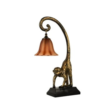 Съвременните Персонални 3D Настолна лампа с животни от смола, Ретро Декор за спалня E27 Тиш Lampe Подреждане, Скъпа Настолна лампа с маймунката