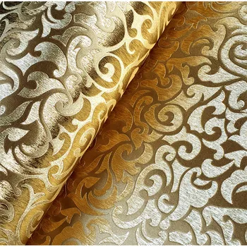 Тапети от Златно Фолио в европейски стил, Златисто-Жълт Таван, Златна Ивица, Тапети за Декориране на стени