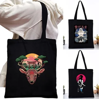 Торби за многократна употреба по рамото за пазаруване, модерна дамска чанта с изображение на аниме за момичета, холщовая чанта-тоут, женствена чанта за пътуване на открито