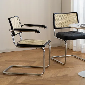 Трапезни столове за ресторант на закрито, кухня дизайн за хол, единична японски сплетен стол за почивка от ратан, мебели Nordic Sillas