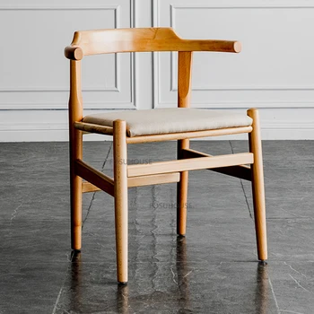 Трапезни столове от масивно дърво в скандинавски стил за мебели за дома, стол с облегалка, креативна лекота, луксозна трапезария столове за ресторант
