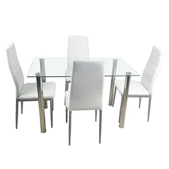 удобни кожени трапезни столове 4шт бял цвят (само столове 4шт)