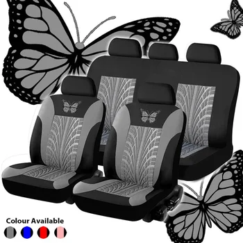Универсален калъф за авто седалки с бродерия в формата на пеперуда, калъф за автомобилни седалки, Пълен комплект Аксесоари за интериора, калъф за авто седалка, Оформление на автомобила