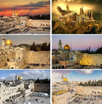 Фон за снимки от градския пейзаж на Ерусалим Западна стена, кулата на Давид, фон за украса на Сукот Рош А-Шана