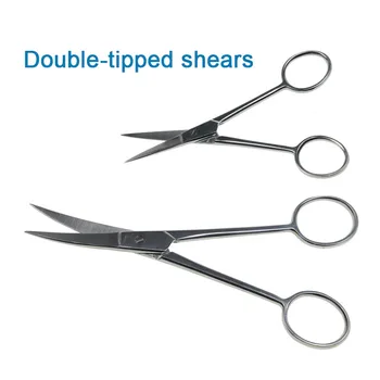 Хирургически ножици с двойни връхчета, прави извити ножици за препарирования от неръждаема стомана, Хирургически инструмент 11 cm 14 cm