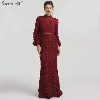 Цветя, Перли, вечерни рокли на Русалка с дълги ръкави, мюсюлманска мода, Елегантна вечерна рокля 2023, Serene Hill, големи Размери LA6293