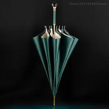 Чадър с дълга дръжка, женски двуслойни чадър с двойна употреба, висококачествен кристална лампа, луксозен обикновен дизайн чадър