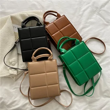 Чанти за жени 2022, Нова мода, ретро каре чанта през рамо, квадратна Чанта през рамо, обикновена вертикални квадратни чанти от изкуствена кожа