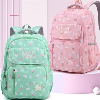 Чанти за начално училище с принтом за момичета, училищен раница за ученици от средно ниво, скъпа раница, розов найлонов корейски раница