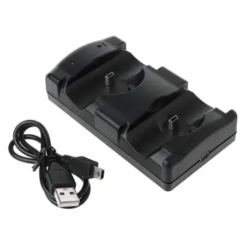 Черен универсален USB-порт с двойно зарядно устройство, зарядно устройство, зарядно устройство за PS3 Move Wireless Controller P9JD