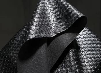 Черна тканая текстура матова кожа силна творческа плат за дрехи