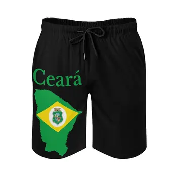 Щата Сеара Карта Флаг Бразилия Аниме Плажни панталони с регулируем шнурком Дишащи бързо съхнещи ежедневни плажни панталони на Ежедневните Свободни стрейчевые